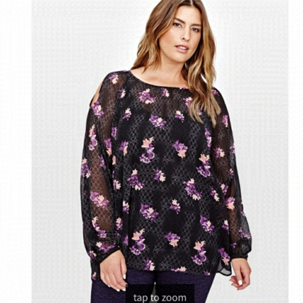 ADDITION Elle Michel Studio Printed & Pleated Chiffon Blouse Size 20